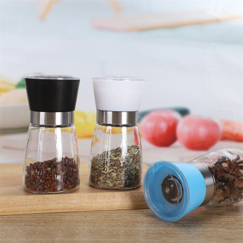 Wholesale 6oz Glass Pepper Mill Suitable for Professional Chefs Salt and Pepper Mill with Plastic Lid