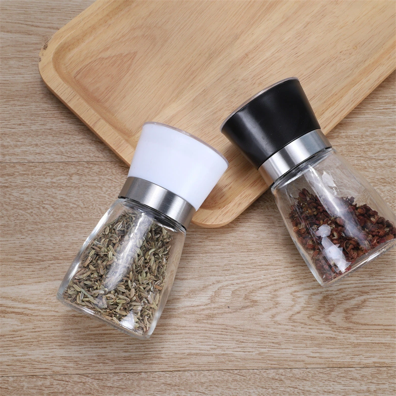 Wholesale 6oz Glass Pepper Mill Suitable for Professional Chefs Salt and Pepper Mill with Plastic Lid